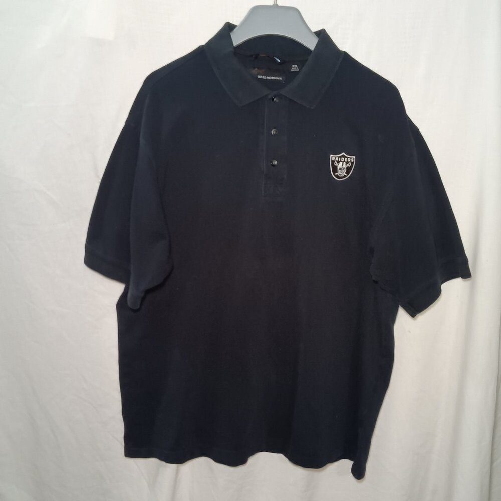 Raiders Football Vintage 90s Greg Norman Polo Shirt Men's 2x Black Short Sleeve